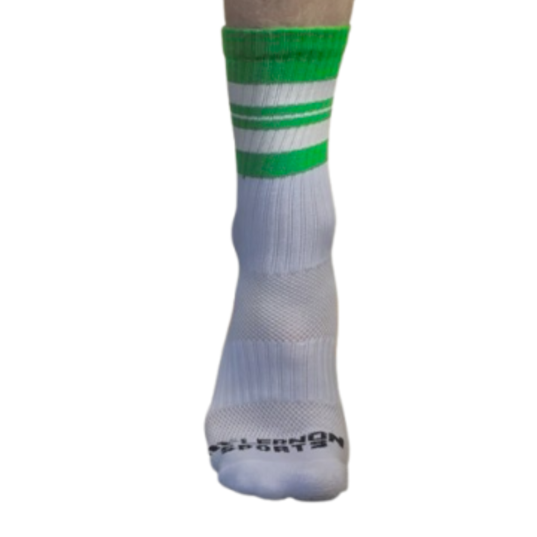 Green and White Grip Socks