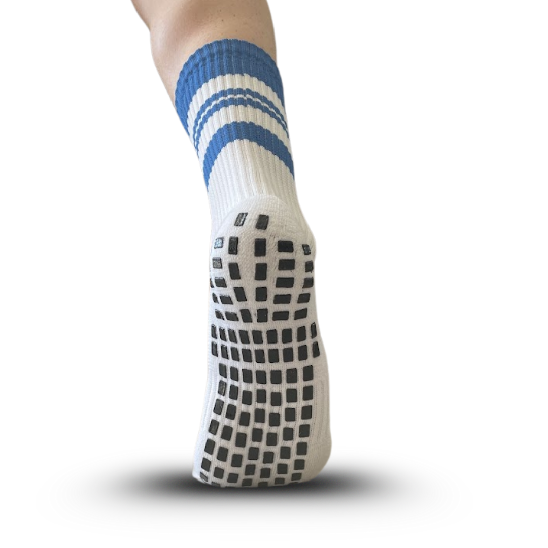 Blue and White Grip Socks