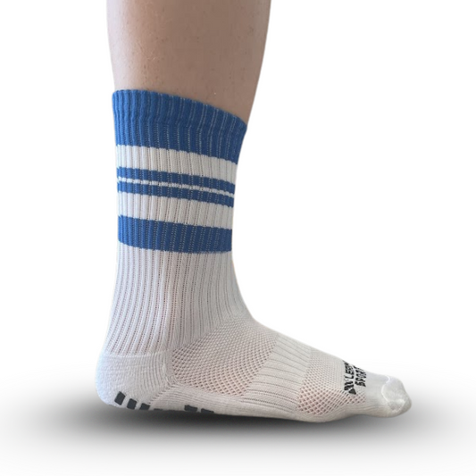 Blue and White Grip Socks