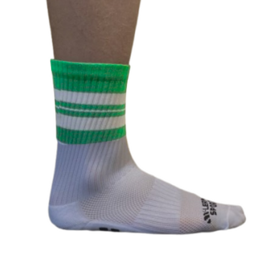 Green and White Grip Socks